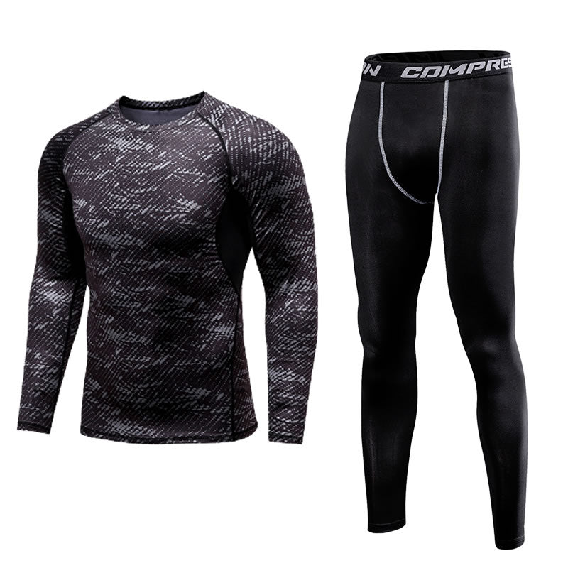 Men Sportswear Quick Dry Compression Set Gym Outdoor Joggers Suit