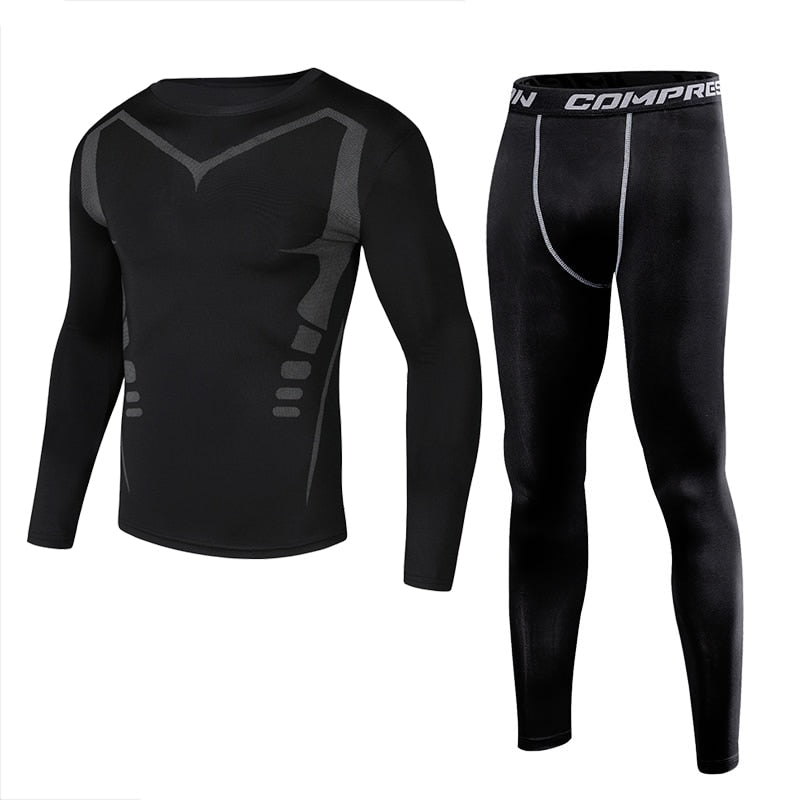 Men Sportswear Quick Dry Compression Set Gym Outdoor Joggers Suit