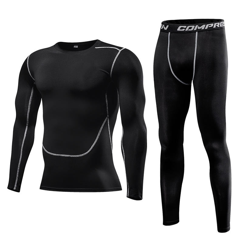 Men Sportswear Quick Dry Compression Set Gym Outdoor Joggers Suit