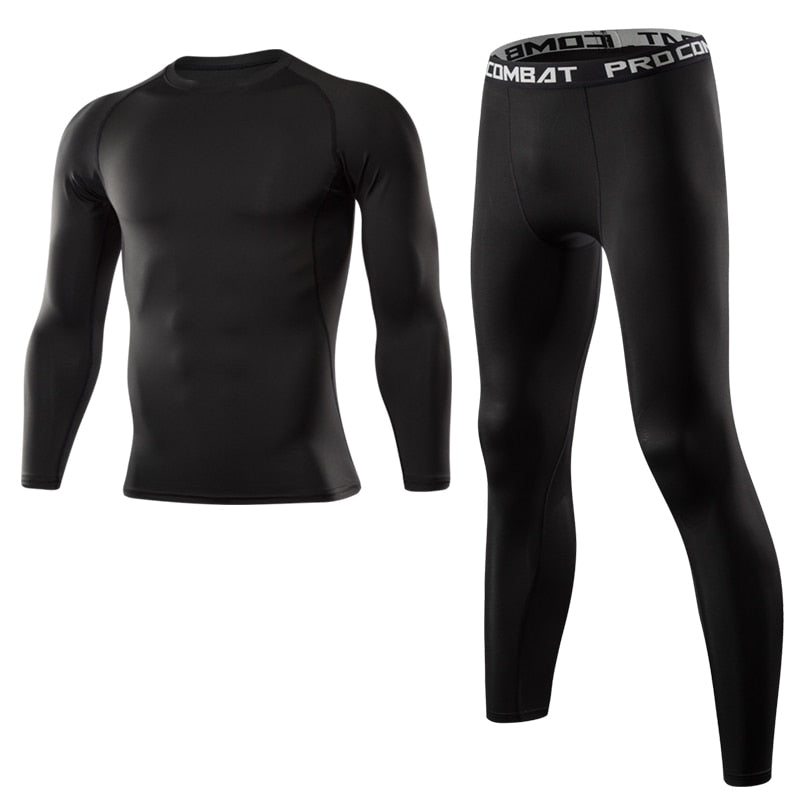 Men Sportswear Quick Dry Compression Set Gym Outdoor Joggers Suit