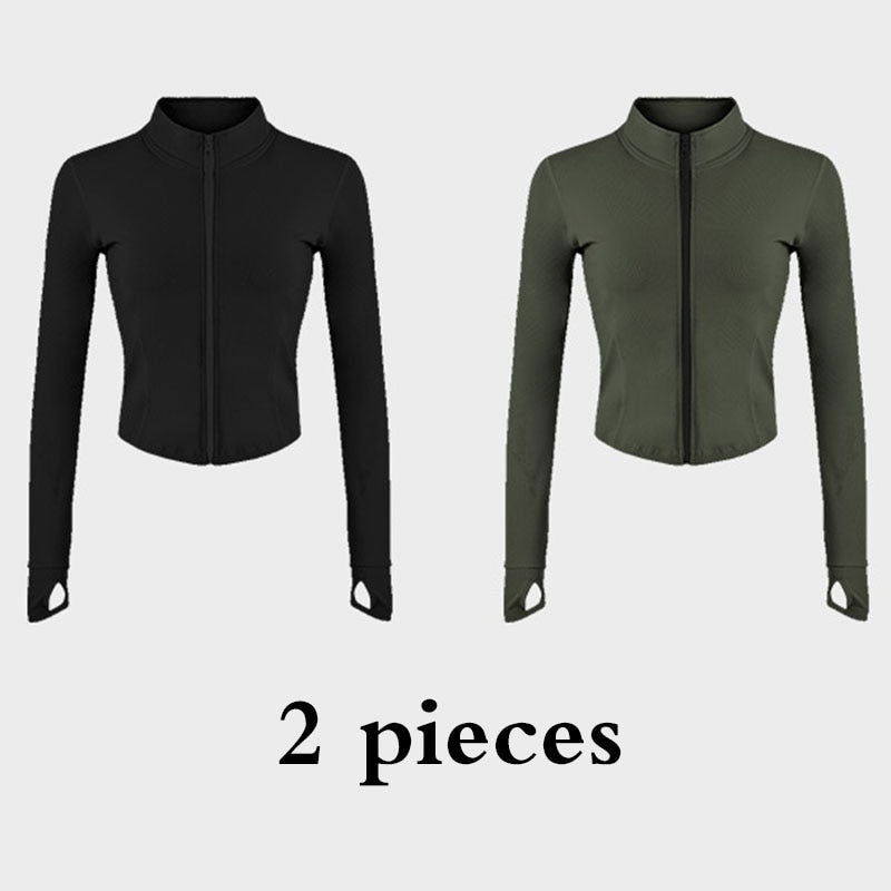 Women Full Zip-up Yoga Top Workout Running Jackets