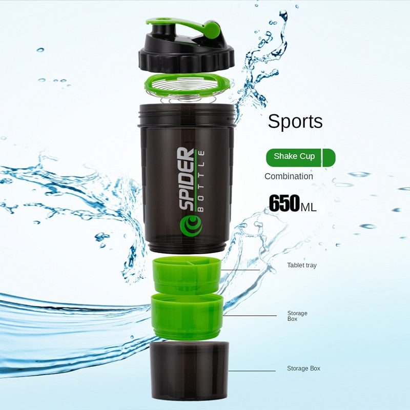 3 Layers Protein Body-Building Plastic (Mixing Cup) Exercise Bottle