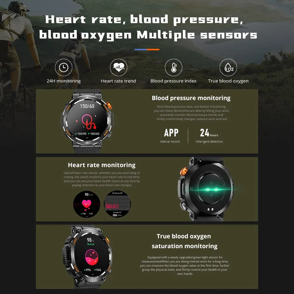 Military-Grade Smartwatch Your Ultimate Smart Companion with AMOLED Display and 100 Sports Modes