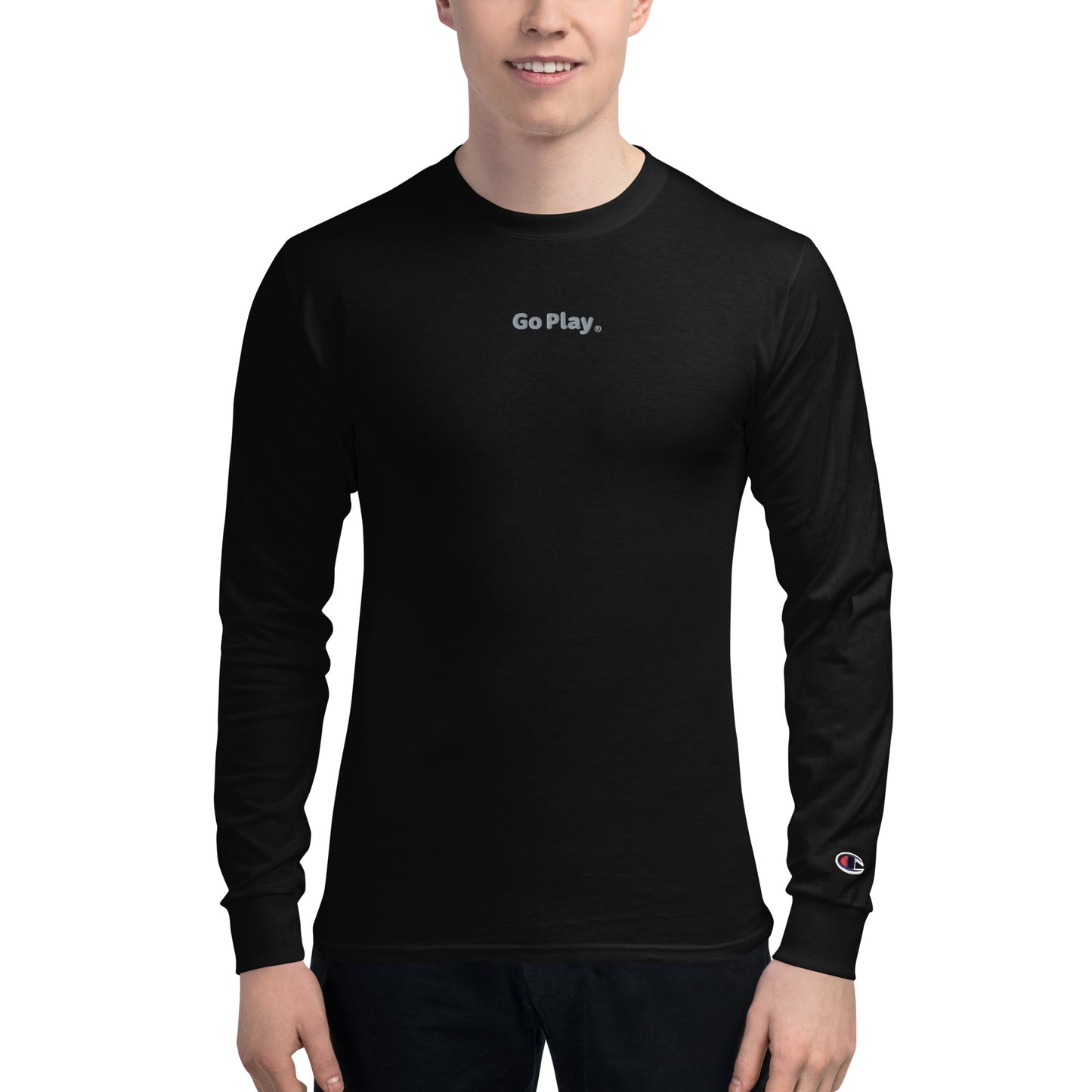 Champion Essential Men's Long Sleeve Cotton Shirt embroidered with Go Play