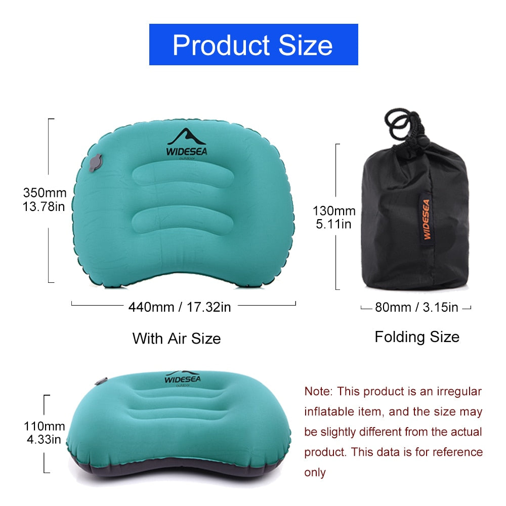 Portable Inflatable Pillow Camping Equipment  Compressible Folding Air Cushion Outdoor Protective Tourism Sleeping Gear