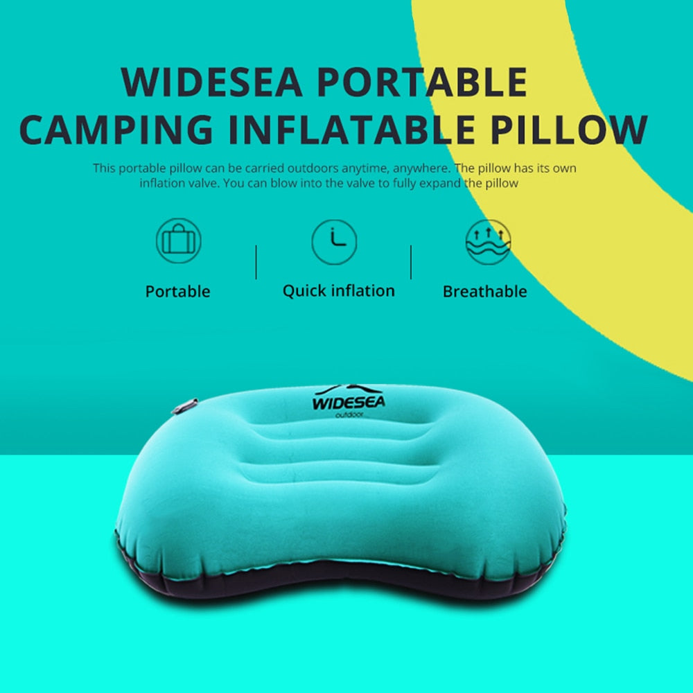 Portable Inflatable Pillow Camping Equipment  Compressible Folding Air Cushion Outdoor Protective Tourism Sleeping Gear