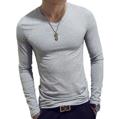 Men's Long Sleeve V Neck Tee Shirts