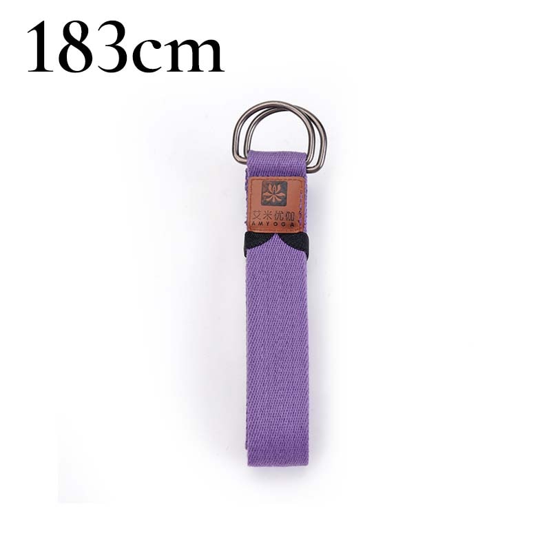 Deluxe extra long cotton yoga strap with D-ring