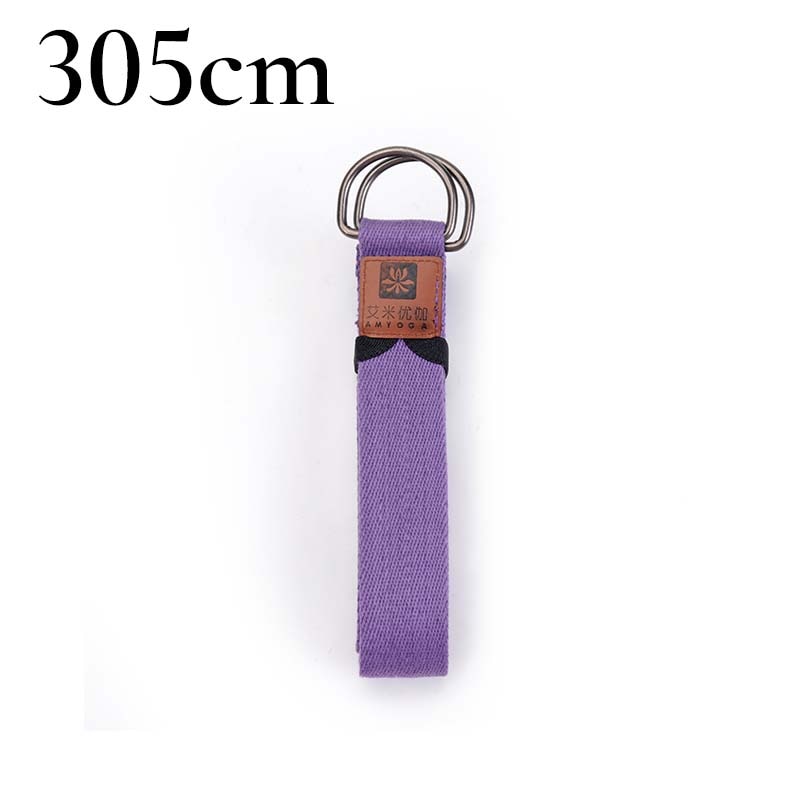 Deluxe extra long cotton yoga strap with D-ring