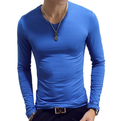 Men's Long Sleeve V Neck Tee Shirts