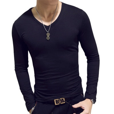 Men's Long Sleeve V Neck Tee Shirts