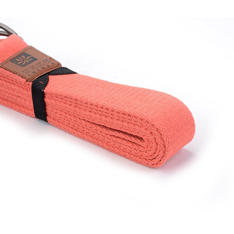 Deluxe extra long cotton yoga strap with D-ring