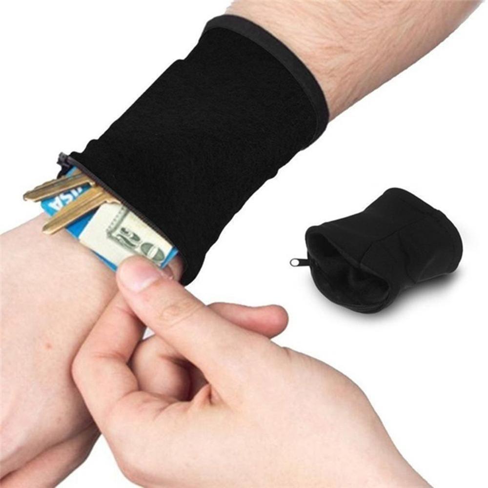 Mini Unisex Wristband Pouch with Zipper secure coins and valuables