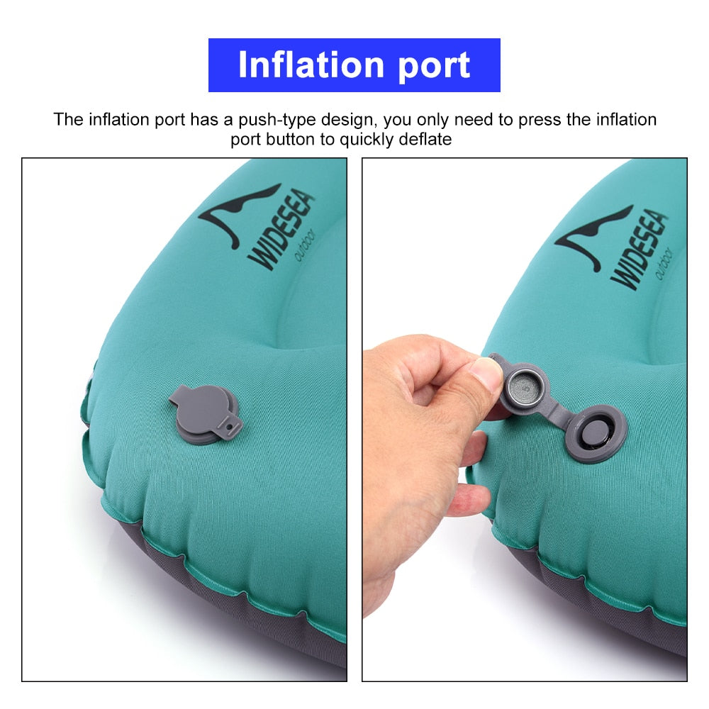 Portable Inflatable Pillow Camping Equipment  Compressible Folding Air Cushion Outdoor Protective Tourism Sleeping Gear