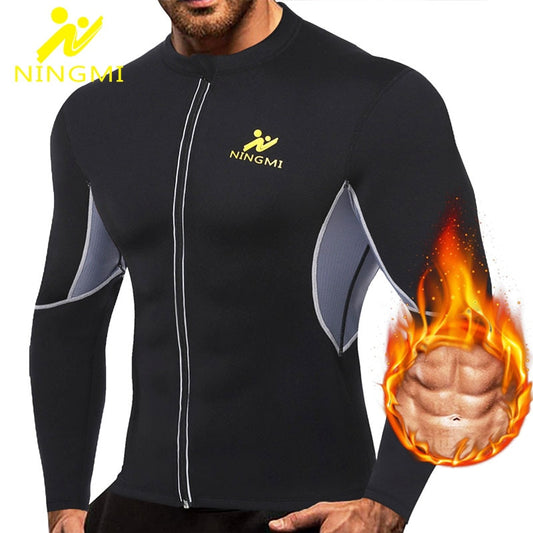 Men Slimming Home Athletic Wear Long Sleeve Jacket Weight Loss Neoprene Sauna Waist Trainer Body Shapers