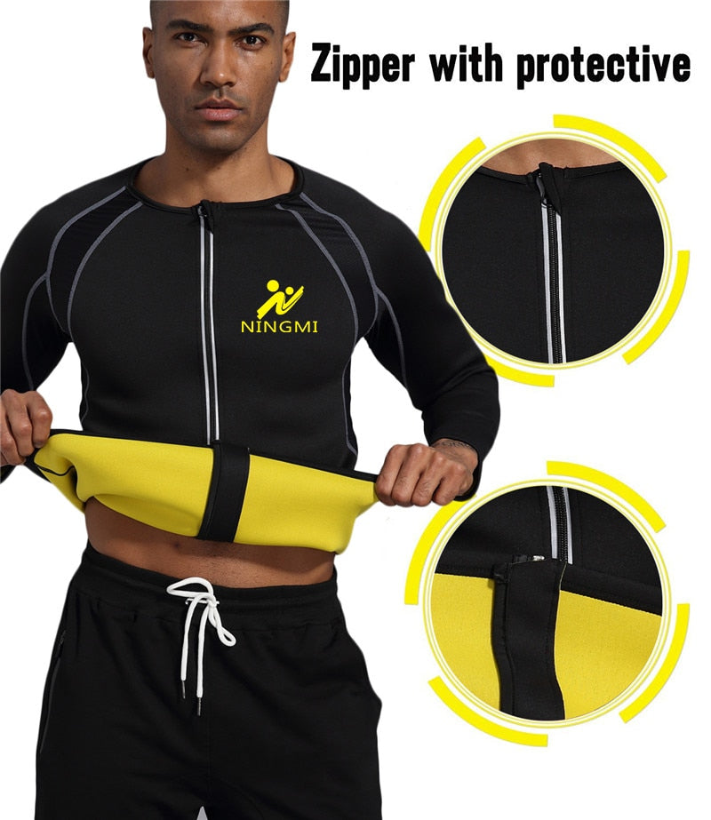 Men Slimming Home Athletic Wear Long Sleeve Jacket Weight Loss Neoprene Sauna Waist Trainer Body Shapers