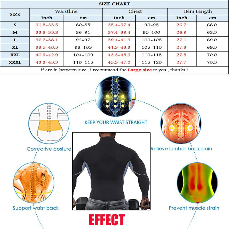 Men Slimming Home Athletic Wear Long Sleeve Jacket Weight Loss Neoprene Sauna Waist Trainer Body Shapers