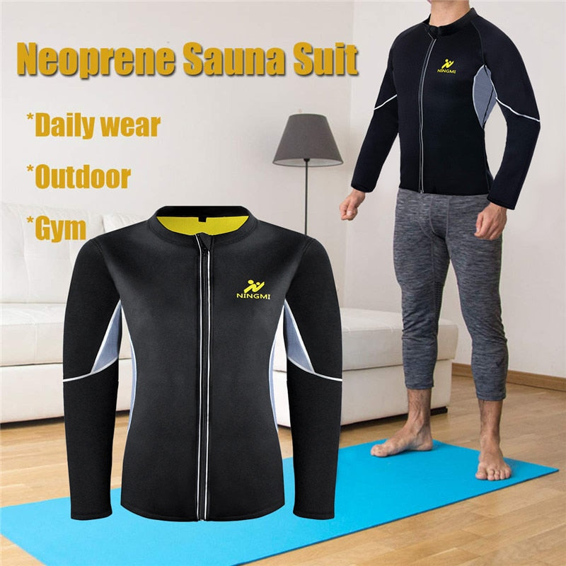 Men Slimming Home Athletic Wear Long Sleeve Jacket Weight Loss Neoprene Sauna Waist Trainer Body Shapers